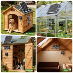 Solar-Powered Exhaust Fan for Chicken Coop & Greenhouse – 25W, 2 Fans, Smart Sen