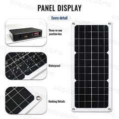 SOECOPO 150W Monocrystalline Solar Panel with USB/Type-C/DC Triple Output for Ca