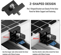12-Pack Black Aluminum 30Mm/35Mm Solar Panel End Clamps for Standard Unistrut