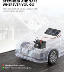 Upgraded 7.5W-Solar-Battery-Trickle-Charger-Maintainer-12V Portable Waterproo…