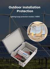 PV Combiner Box 5-in1-out 600V DC IP65 Waterproof SPD MCB Fuse Lightning Protect