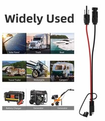 Solar Extension Cable – 10AWG, 30Cm with 2 SAE Polarity Reverse Adapters