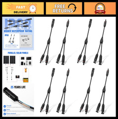 4 Pair Solar Connectors 30A Y Branch Parallel PV Adapter Cable Kit for Solar Pan
