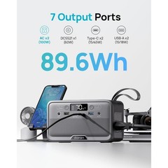 Portable Power Station 89.6Wh LiFePO4 Battery 100W(200W Peak) Solar Power Bank