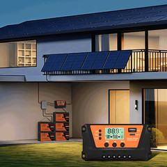 30A 12V/24V Solar Panel Battery Charge Controller Auto Regulator LCD USB Type-C