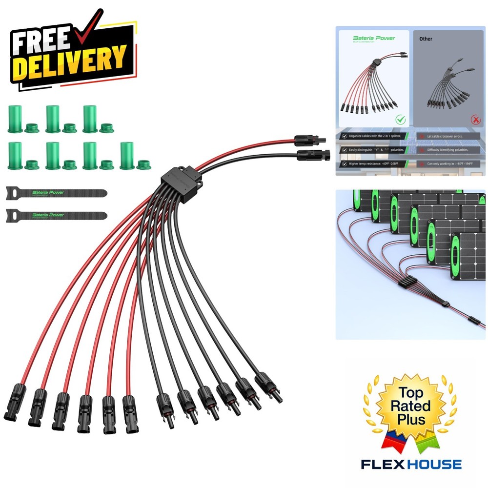 Waterproof Solar Connectors for 6 Panels – Safe & Reliable Y Branch Adapter