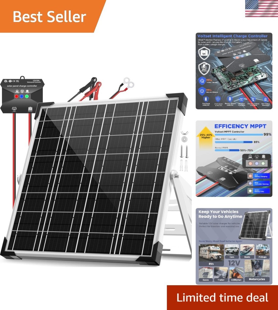 Efficient 12V Solar Battery Charger Kit – 20W Trickle Charger for All Vehicles