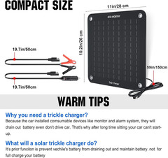 ECO-WORTHY 10W 12V Solar Battery Charger Trickle Maintainer Kit for Car | Waterp