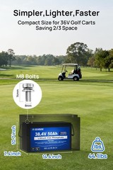 36V 50AH Lithium Golf Carts Lifepo4 Battery with 36V 25A Charger Bluetooth RVs