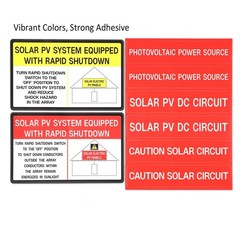 Photovoltaic Solar System Installer Label Kit | 2020 | 2017 Code medium, Red
