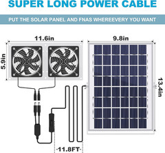 Solar Fan for Shed, 10W Chicken Coop Solar Panel Fan, Solar Greenhouse Fan with