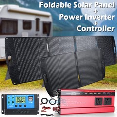 2025 UPGRADE Folding Solar Panel Kit 100W 200W Off Grid RV Camping & Inverter