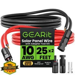 GEARit 10 AWG MC4-to-MC4 Solar Panel Extension Cable 25 ft Each (50 ft Total)…