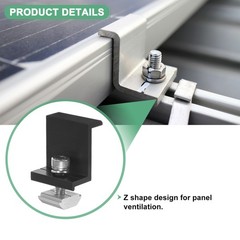12pcs Solar Panel Mounting 40mm Z Clip Aluminum End Clamp for RVs Black