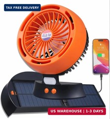 Portable Solar Fan – 10000mAh Big Battery, Compact & Lightweight, Solar-Powered,