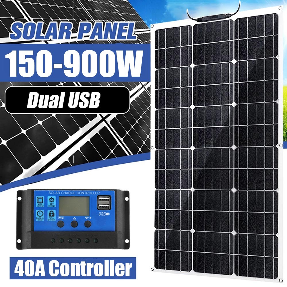150W Flexible Solar Panel 12V Battery Charging Off Grid for Home RV Boat Camping