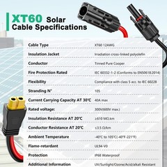 12AWG XT60 Solar Cable 30FT Solar Panel Connector Adapter For Portable Power…