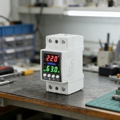 Dual LCD Display Voltage Protector with Automatic Over Under Current Control