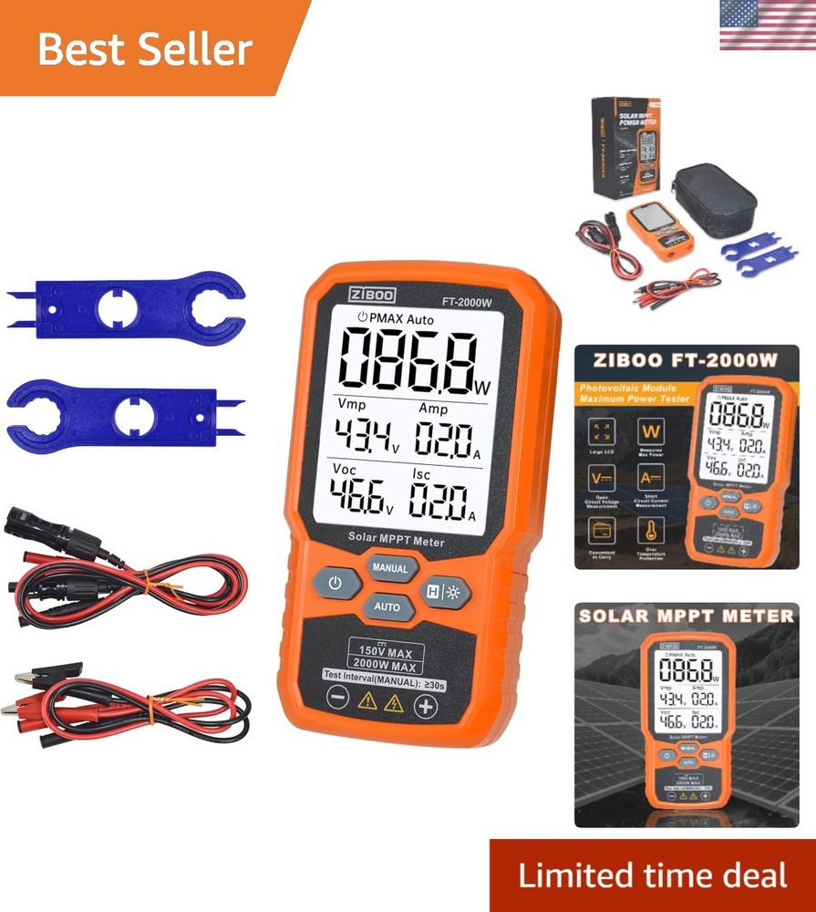 Durable FT-2000W Solar Tester: 150V/35A, Waterproof, CAT III/CAT IV Rated