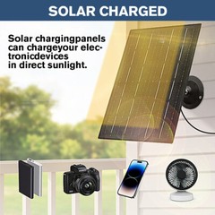 10W 5V Solar Panel for Outdoor CCTV Camera Security Cam Micro USB & USB-C Port