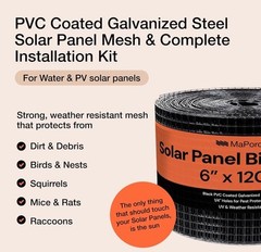 6″x120FT PVC Coated Galvanized Steel Black Solar Panel Bird Proofing Mesh Screen