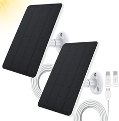 2 Pack 4W Solar Panel Compatible with WYZE Battery Cam Pro EufyCam 2C USB C