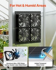 Solar Powered Fan System – 25W Panel, 4 Adjustable Fans, High-Speed 2668 RPM, Id