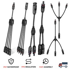 2 pcs Y Branch Solar Cable Connection solar panel wire Connector Extension Set