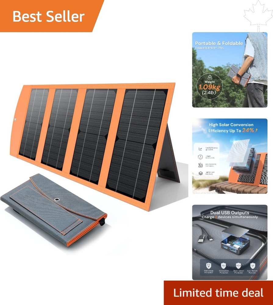 Effortlessly Charge Devices Anywhere – 30W Foldable Solar Panel with 2 Outputs