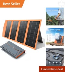 Effortlessly Charge Devices Anywhere – 30W Foldable Solar Panel with 2 Outputs
