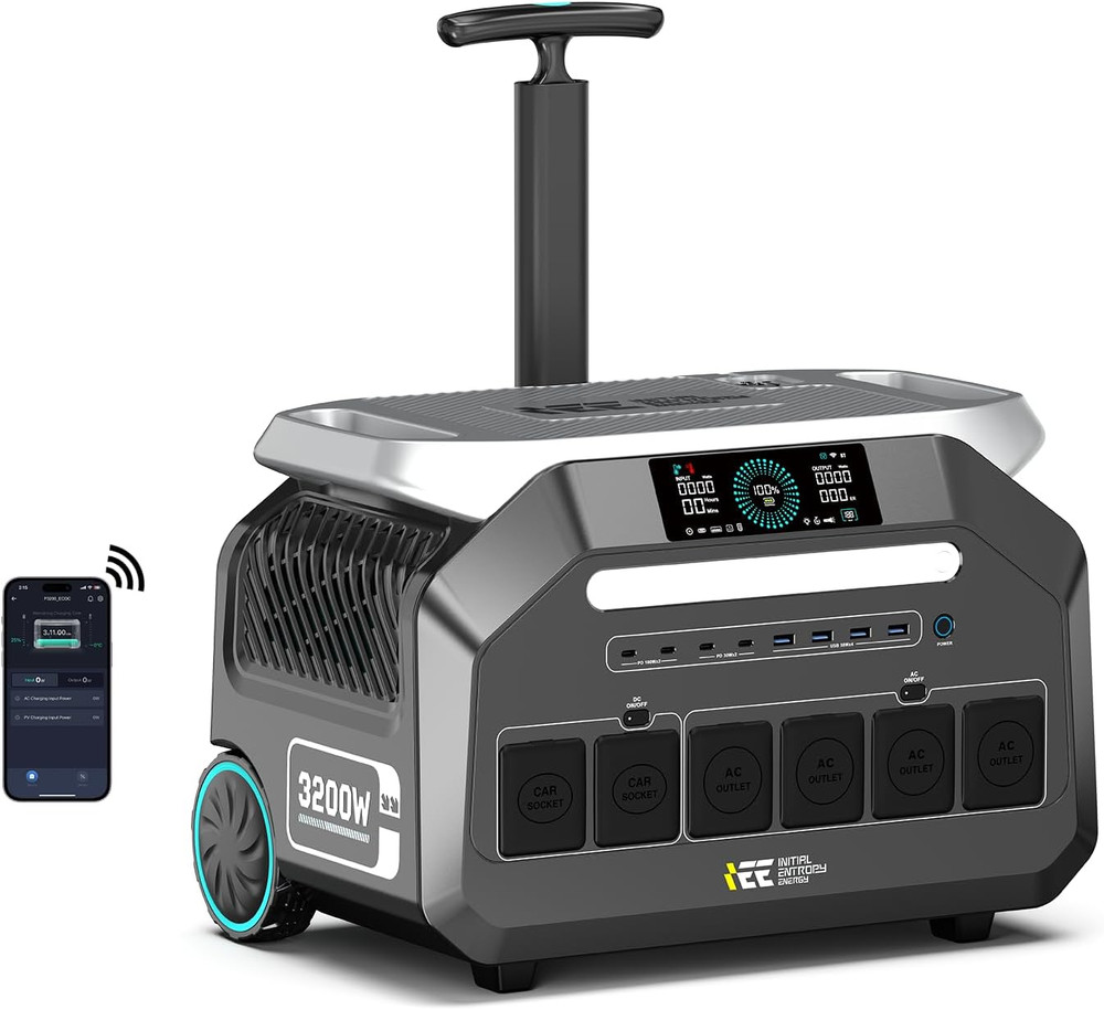IEE 3200W Portable Power Station P3200, 2048Wh Solar Generator, 1800W AC Chargin