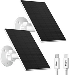 2W Solar Panel for Security Camera Outdoor, USB/USB-C Charger with IP65 Waterpro