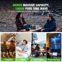 EBL Portable Power Station 1000W Solar Generator 999Wh Fast Charging Backup B…