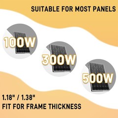 Solar Panel Mounting Brackets, Roof Mount Kit, Rails and 4pc-panel, Silver