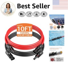 10FT 10AWG Weatherproof Solar Extension Cable with Connectors – Durable Solution