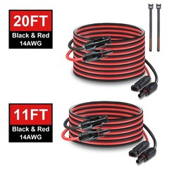 Black+Red 14 AWG Solar Panel Extension Cable Silicone Flexible Wire Connectors
