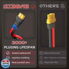 GIBBAB Solar Connector to XT60 Charge Extension Cable, 12AWG 10FT XT60 Adapte