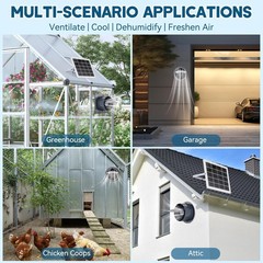 Solar Powered Exhaust Fan, 25W Solar Panel+8″ High Speed Solar Powered Fans, Sol