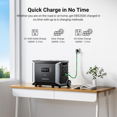 Dabbsson 3430Wh 3600W Portable Power Station Solar Generator Home Backup Camping