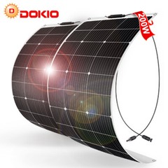 Dokio 2*100w 200w Flexible Mono Portable Solar Panel for Home/Caravan/RV/Boat