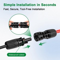 Solar Extension Cable 8AWG 20FT 2-Pack (Red + Black), PV Wire with Male/Female S