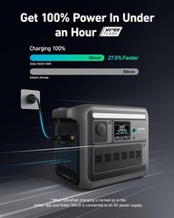 C1000 Portable Power, 1800W (Peak 2400W) Solar Generator, Full Charge in 58 Min