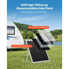 30W 12V Monocrystalline Solar Trickle Charger with Adjustable Mount & MPPT