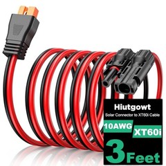 10AWG XT60i Solar Cable 3FT, Solar to XT60i Cable 10 15 20 25 30 40 Red&Black 3