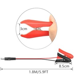 12V Battery Alligator Clip Cable,18AWG DC 5.5×2.1mm Male to Battery Clamps
