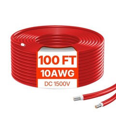 100FT Solar Panel Wire 10AWG Tinned Copper PV Cable, Waterproof XLPE Outdoor Ext