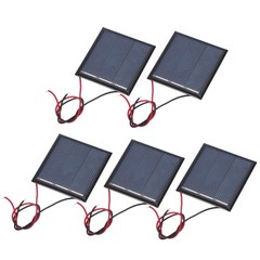 5 Pcs Mini Solar Panels 1.5V 0.225W 150mA for 45mm x 45mm with 2 Cables
