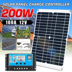 200W Solar Panel kit 12V battery Charger 100A LCD Controller Caravan Van Boat RV