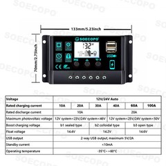 10000W Inverter (12V-110V/220V) + 2pcs Solar Panels + Charge Controller 100A