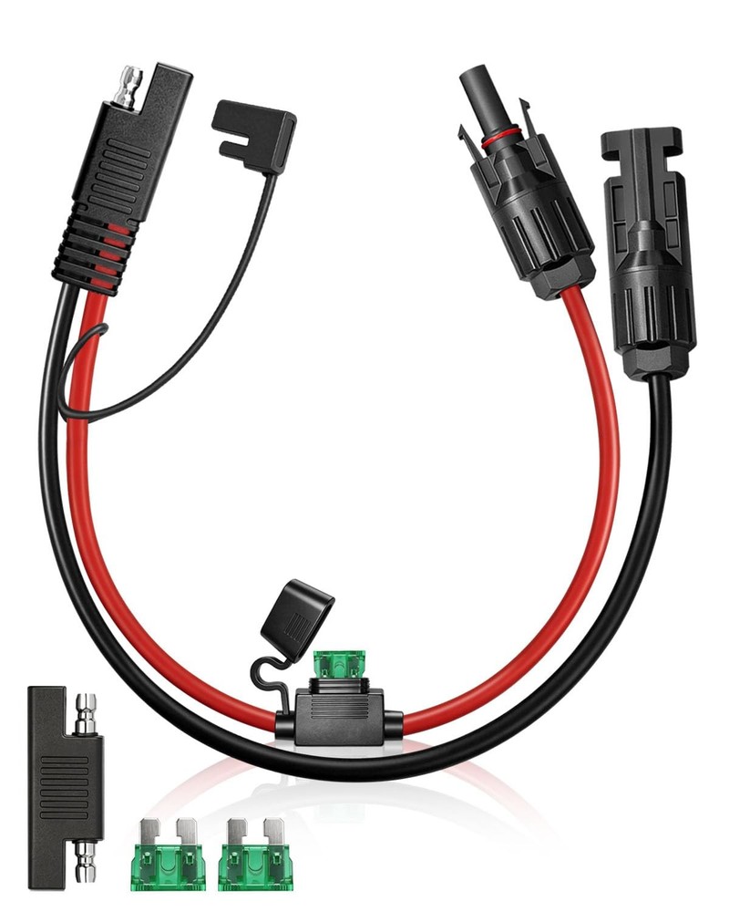 Solar Panel Connector to SAE Adapter Cable 1FT 10AWG
